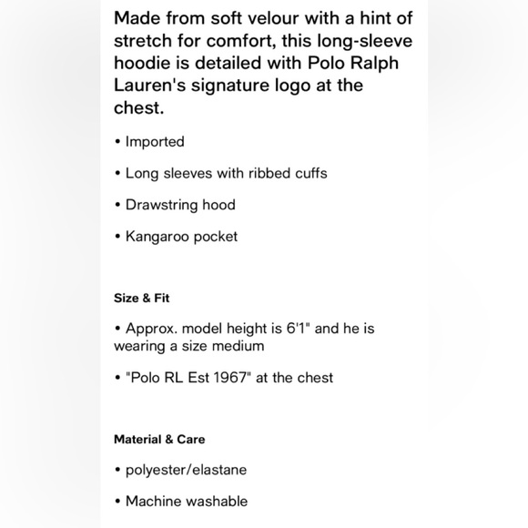 Polo Ralph Lauren Velour Hoodie - Picture 4 of 5